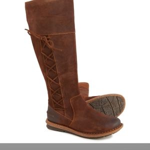Born Tarla tall laced boots distressed suede leather brown